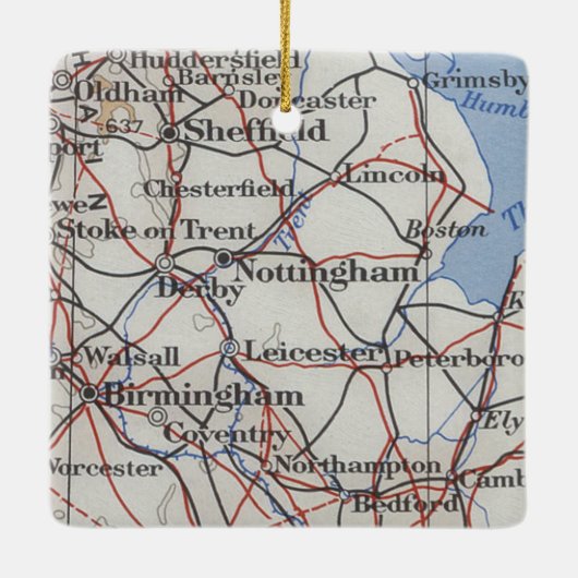 Nottingham England Map Keramisch Ornament (Achterkant)