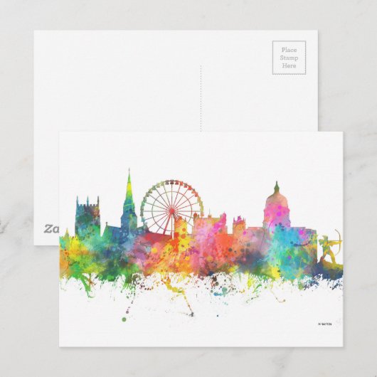 NOTTINGHAM ENGLAND SKYLINE BRIEFKAART (Voorkant / Achterkant)