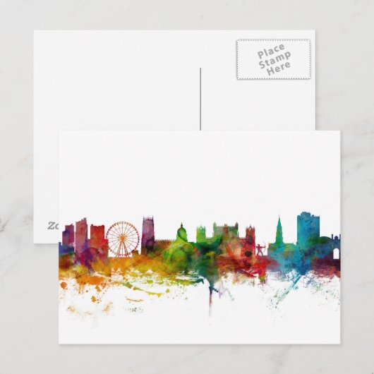 Nottingham England Skyline Briefkaart (Voorkant / Achterkant)