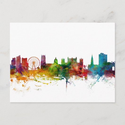 Nottingham England Skyline Briefkaart (Voorkant)