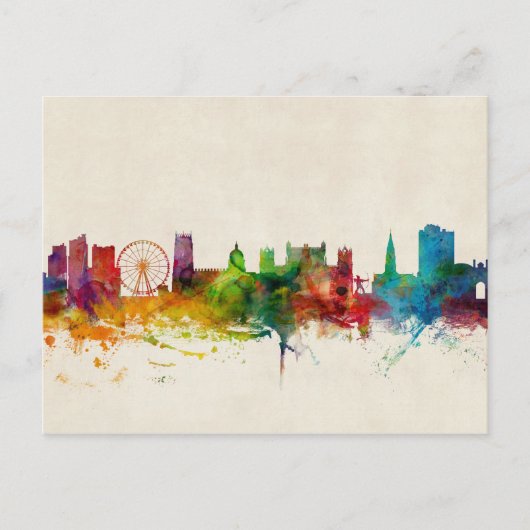 Nottingham England Skyline Briefkaart (Voorkant)