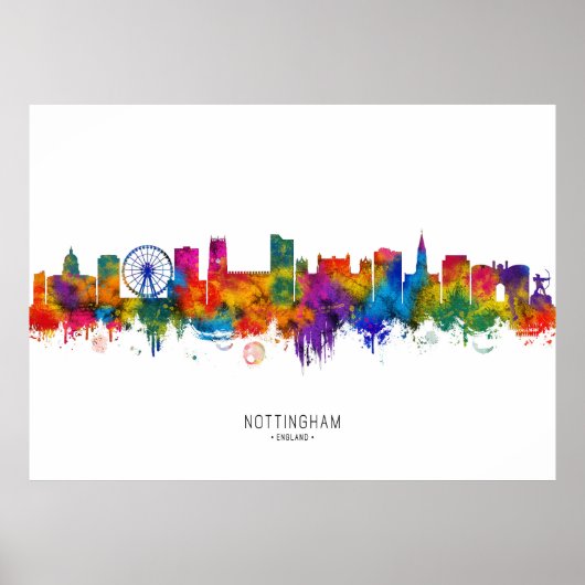 Nottingham England Skyline Poster (Voorkant)