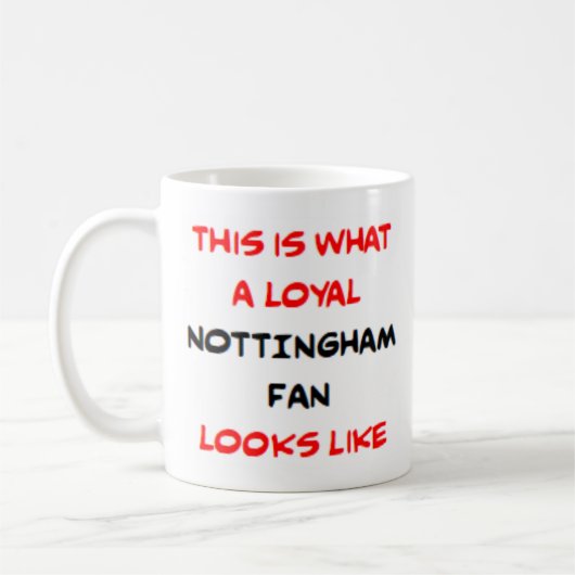 Nottingham-fan, loyaal koffiemok (Links)