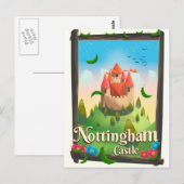 Nottingham kasteel reisposter briefkaart (Voorkant / Achterkant)