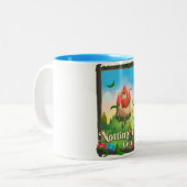 Nottingham kasteel reisposter tweekleurige koffiemok (Voorkant links)