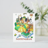 Nottingham stad, huizen, Groot-Brittannië, vintage Briefkaart (Staand voorkant)