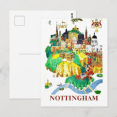 Nottingham stad, huizen, Groot-Brittannië, vintage Briefkaart (Voorkant / Achterkant)
