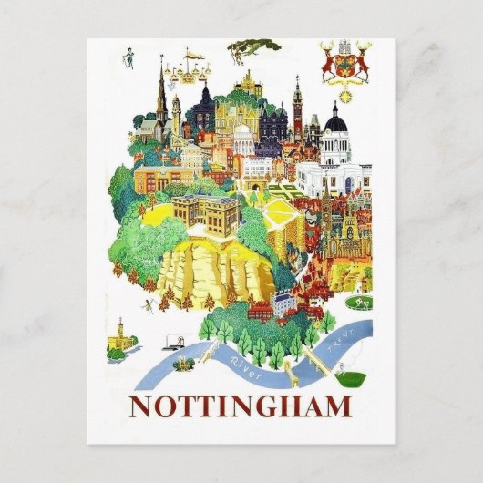 Nottingham stad, huizen, Groot-Brittannië, vintage Briefkaart (Voorkant)
