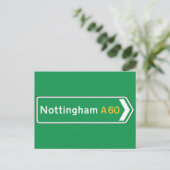 Nottingham, UK Road Sign Briefkaart (Staand voorkant)