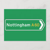 Nottingham, UK Road Sign Briefkaart (Voorkant)