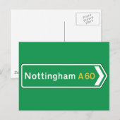 Nottingham, UK Road Sign Briefkaart (Voorkant / Achterkant)