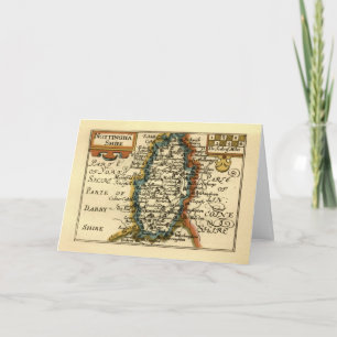 Nottinghamshire County England Oude antiquarische  Kaart