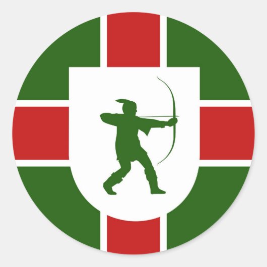 nottinghamshire region flag england robin hood ronde sticker (Voorkant)