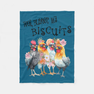 Nou, boter mijn biscuits leuke bloemen kip zuideli fleece deken