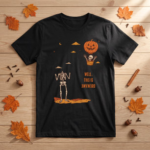 Nou Dit Is Een Onbeholpen Skelet Pompoen Halloween T-shirt