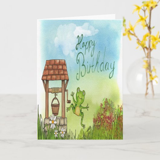 Nou kikker verjaardagskaart kaart (Gele Bloem)