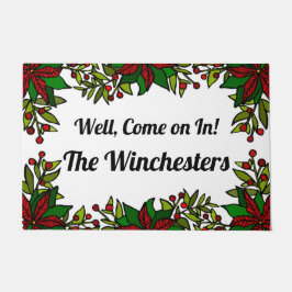 Nou, kom binnen! Aangepaste kerst Deurmat