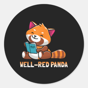 Nou rode Panda boekenwurm lezen boeken Panda Ronde Sticker