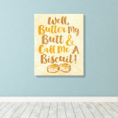 Nou, sla m'n buik en noem me een koekje. canvas afdruk (Insitu (Houten vloer))