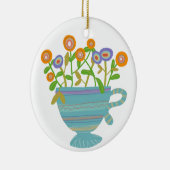 Nou wensen & mooie bloemen keramisch ornament (Rechts)