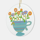 Nou wensen & mooie bloemen keramisch ornament (Links)