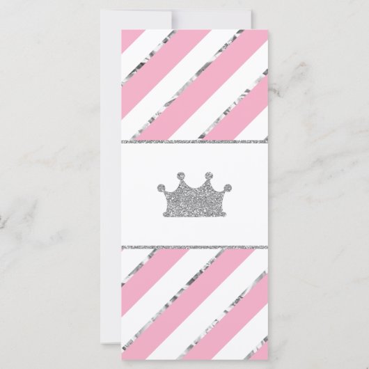 Nou, wil Kaart, prinses Baby shower Faux Silver (Achterkant)