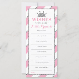 Nou, wil Kaart, prinses Baby shower Faux Silver