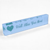 "Nou, zonder hart" Turquoise Heart Naambordje