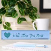 "Nou, zonder hart" Turquoise Heart Naambordje