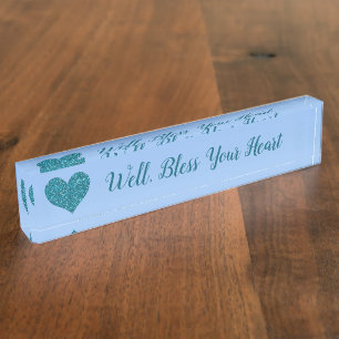 "Nou, zonder hart" Turquoise Heart Naambordje