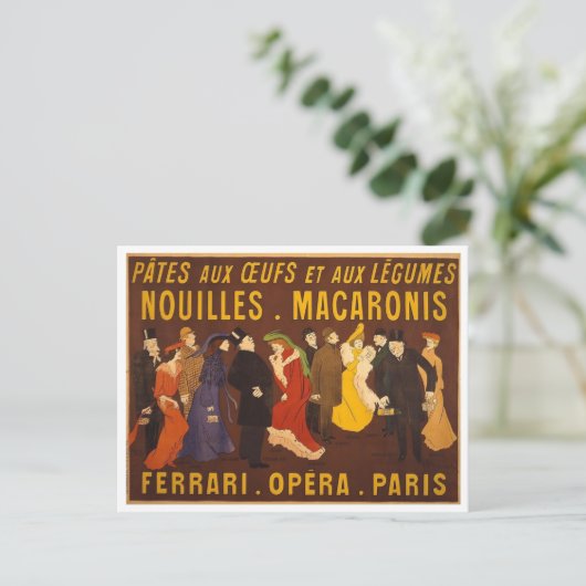 Nouilles, macaronie. Ferrari, Opéra, Parijs. Briefkaart (Staand voorkant)