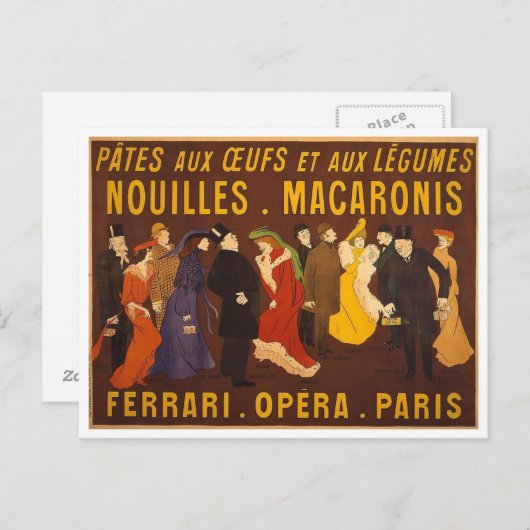 Nouilles, macaronie. Ferrari, Opéra, Parijs. Briefkaart (Voorkant / Achterkant)