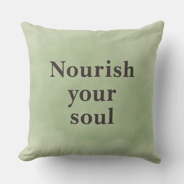 Nourish your soul Minimalist Quote Sage Green   Kussen (Voorkant)