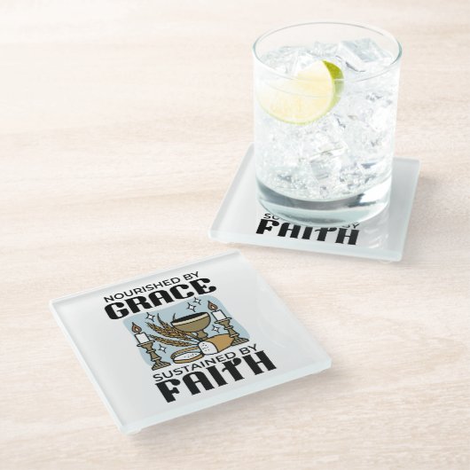Nourished by Grace, Sustained by Faith Design Glazen Onderzetter (Schuin)