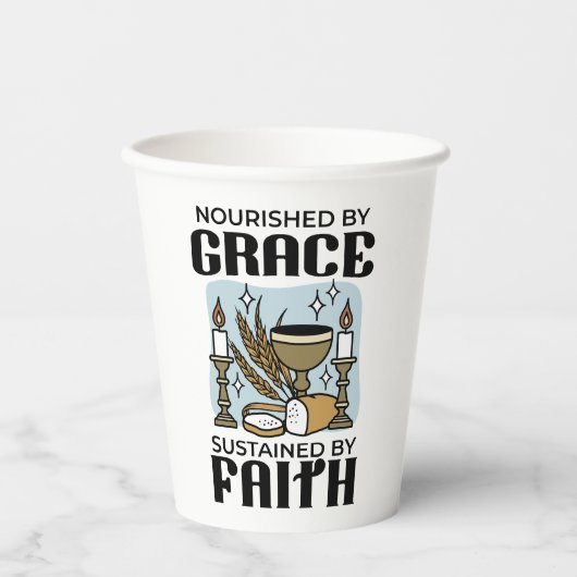 Nourished by Grace, Sustained by Faith Design Papieren Bekers (Voorkant)
