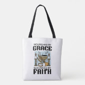 Nourished by Grace, Sustained by Faith Design Tote Bag (Achterkant)