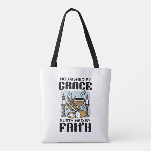 Nourished by Grace, Sustained by Faith Design Tote Bag (Achterkant)