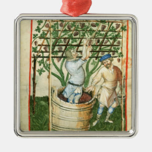 Nouv Acq Lat Gathering en persen van druiven Metalen Ornament