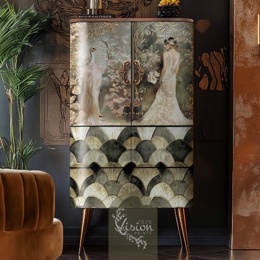 Nouveau Art Deco Herhalingspatroon Achtergrond teg Tissuepapier