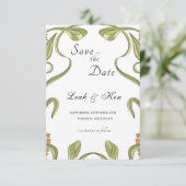 Nouveau Art Floral Wedding Bewaar de datum Save The Date (Staand voorkant)