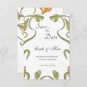 Nouveau Art Floral Wedding Bewaar de datum Save The Date (Voorkant / Achterkant)