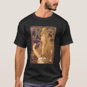 Nouveau Art Mucha sigaret en schilderij jonge vrou T-shirt (Voorkant)