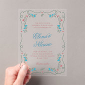 Nouveau Botanisch Lijst Roze Blauw Huwelijk Acryl Uitnodigingen (Insitu (Draagbaar))