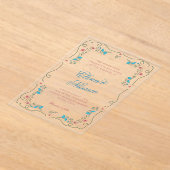 Nouveau Botanisch Lijst Roze Blauw Huwelijk Acryl Uitnodigingen (Laagn)