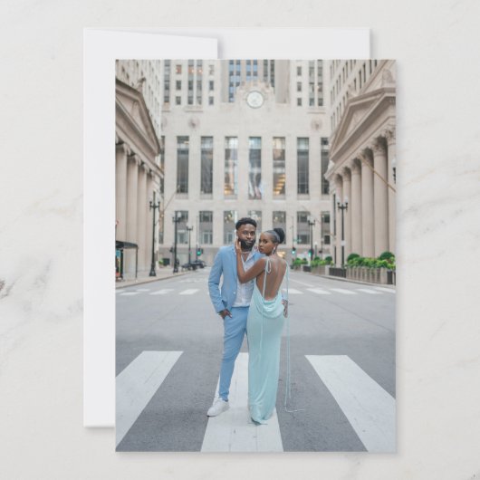 Nouveau Botanisch Lijst Roze Blauw Huwelijk Kaart (Achterkant)