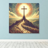 Nouveau Cross op een heuvel Canvas Afdruk (Insitu (Houten vloer))
