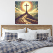 Nouveau Cross op een heuvel Canvas Afdruk (Insitu (Slaapkamer))