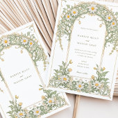 Nouveau Daisies bruiloft in Ivoor en Groen Kaart