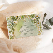 Nouveau Daisies Ivoor Green Wedding Informatiekaartje