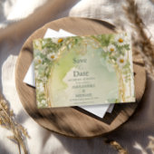 Nouveau Daisies Ivoor Green Wedding Save The Date